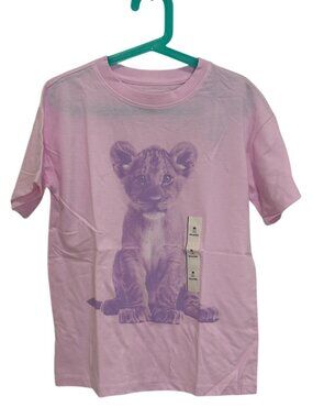 NWT Girls' Medium (8) Short Sleeve Oversized 'Lion Cub' Graphic T-Shirt - Cat &